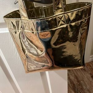 Gold small consuela bag 8inches long and 11inches wide . Very good condition